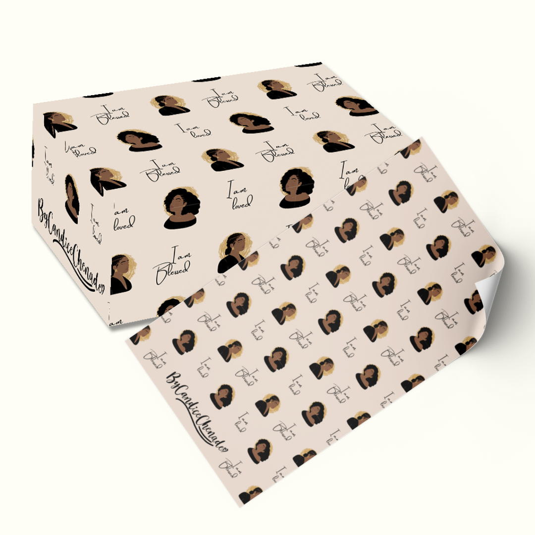 I Am Loved, I Am Blessed Wrapping Paper - Black Mixed Race Woman Gift Wrap