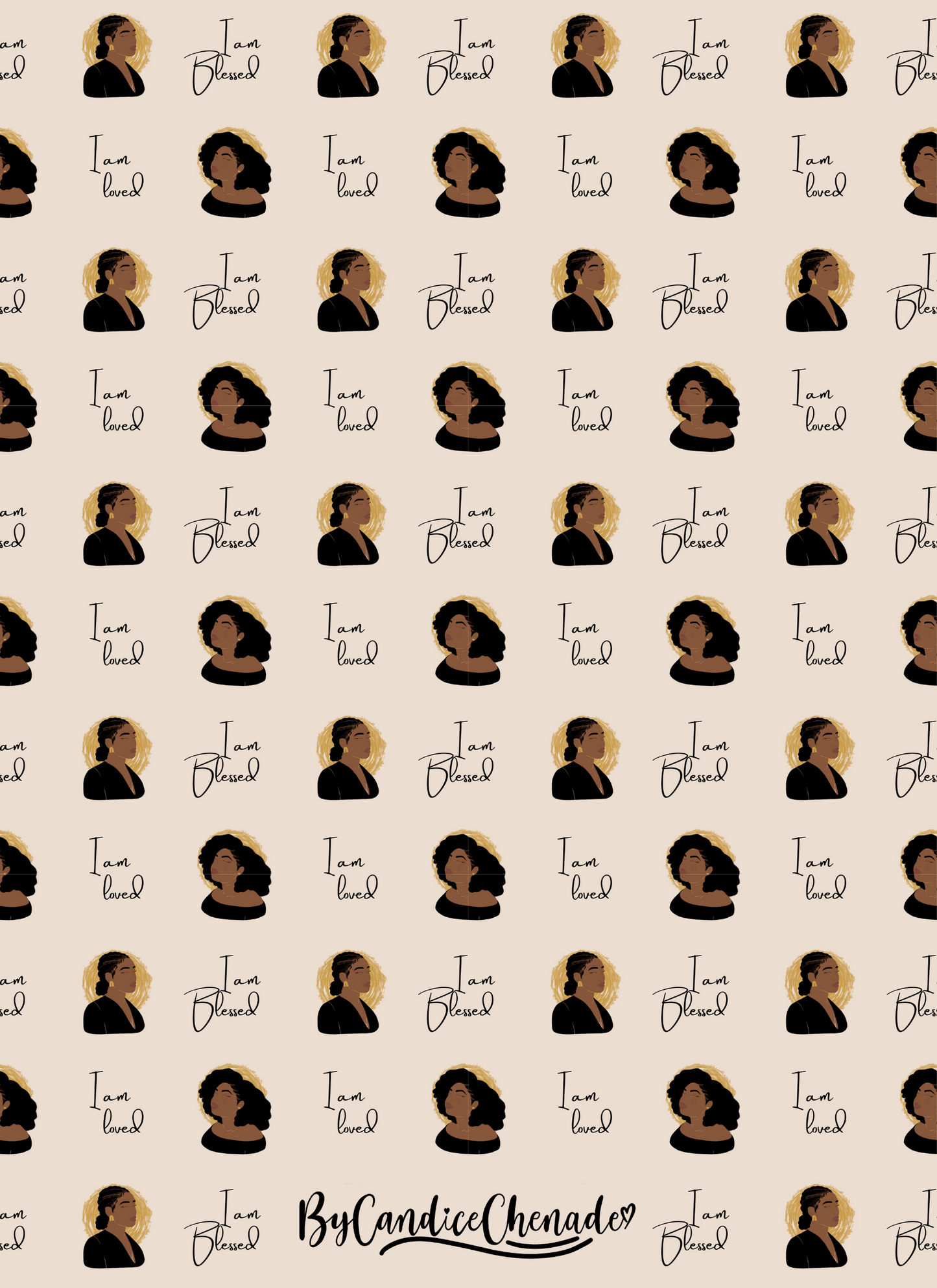 I Am Loved, I Am Blessed Wrapping Paper - Black Mixed Race Woman Gift Wrap