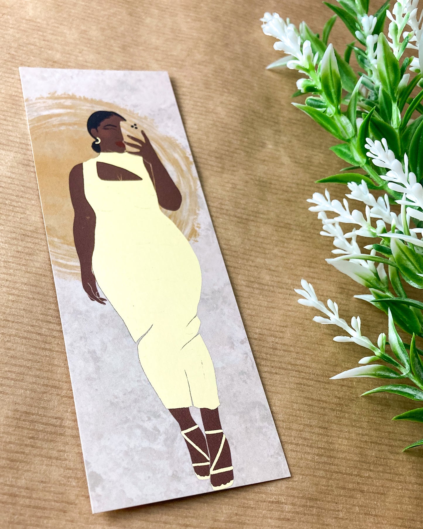 Gold velvet woman bookmark.