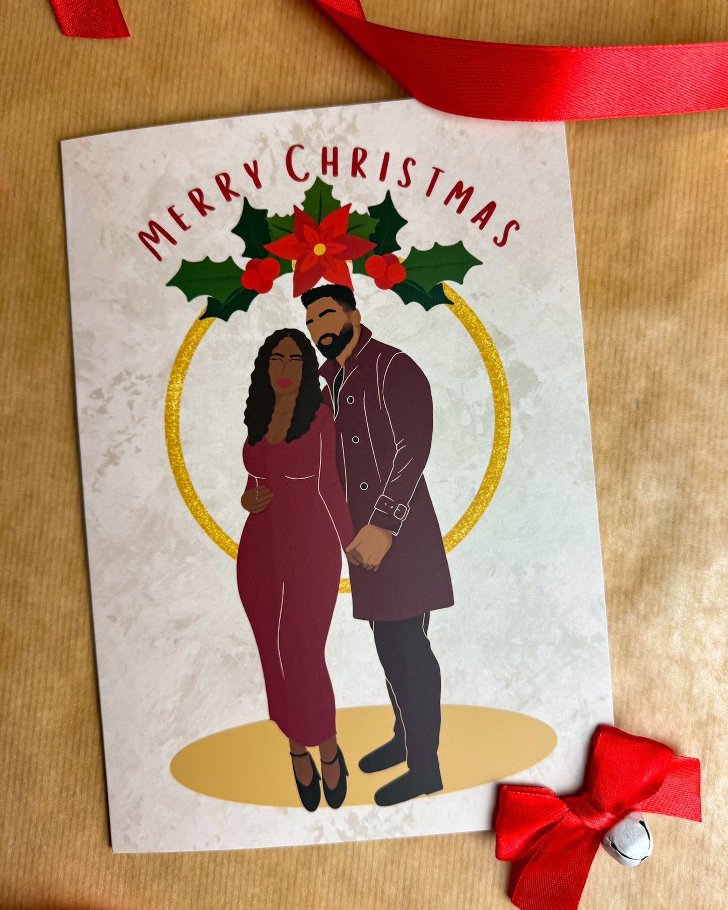 Black Love at Christmas, Black Couple Xmas Card