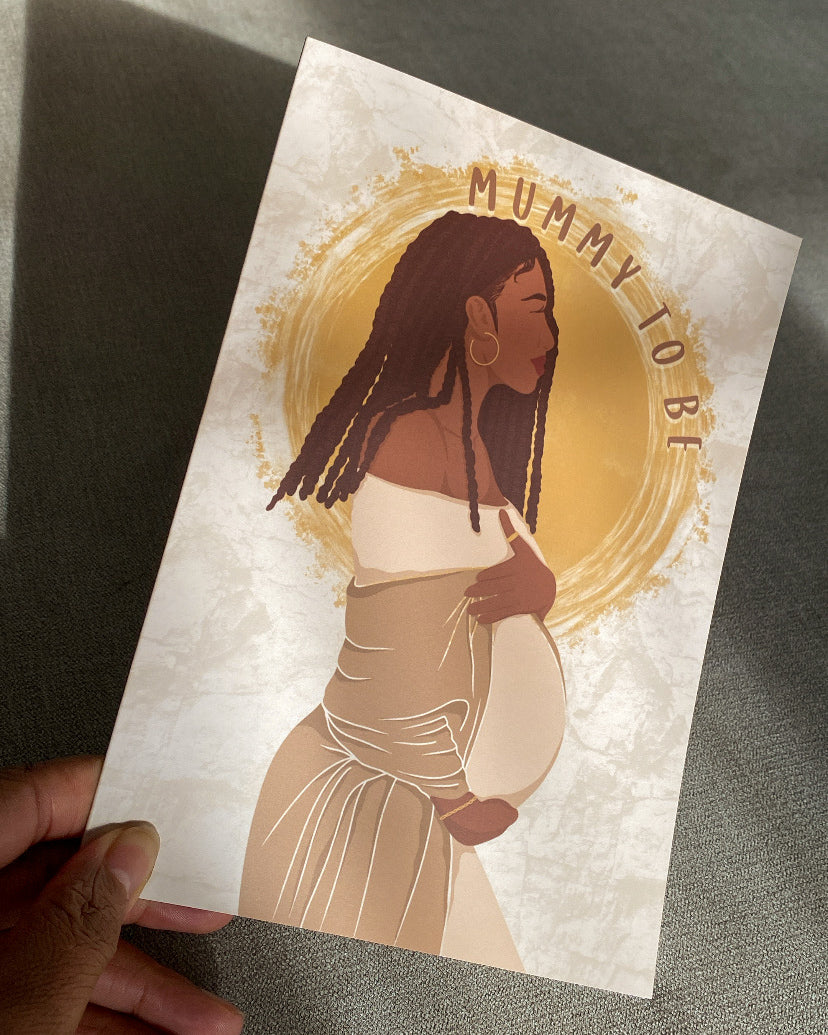 Mummy To Be Card - With Braids / Locs - Dark