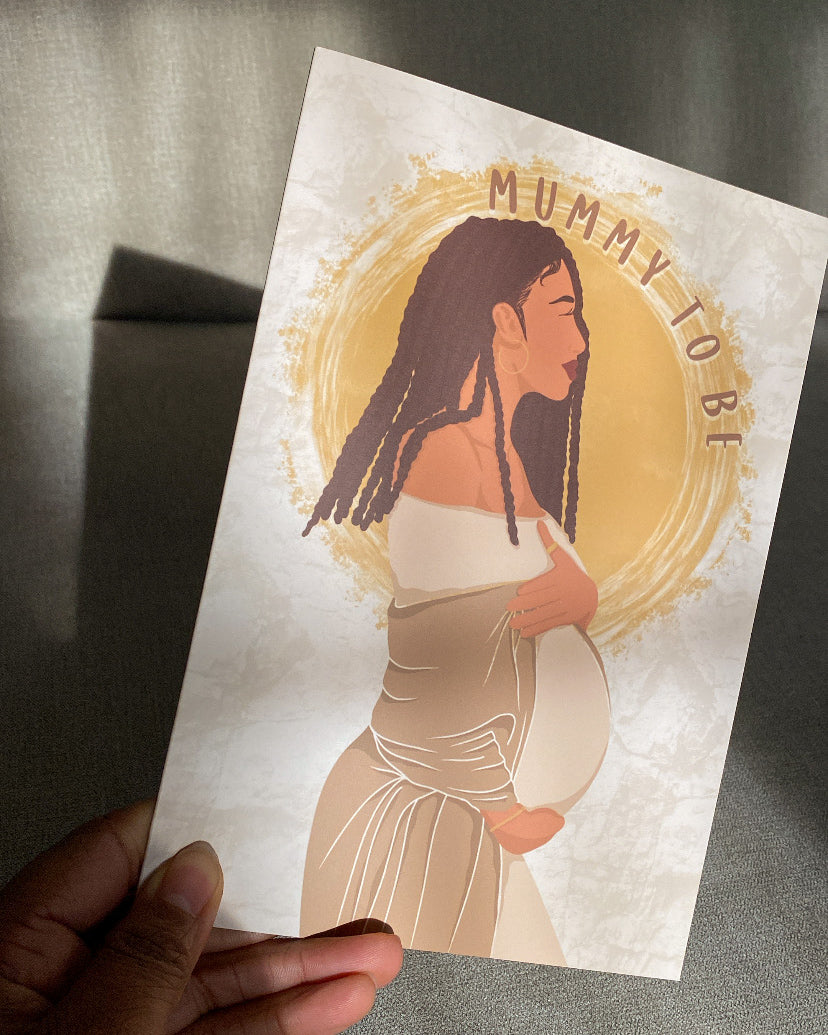 Mummy To Be Card - With Braids / Locs - Light