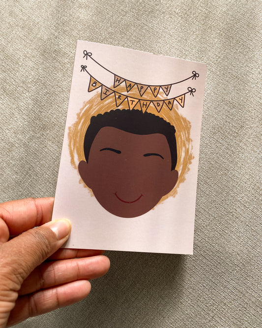 Kids Mini Birthday Card - Boy With Fade Jah Jah