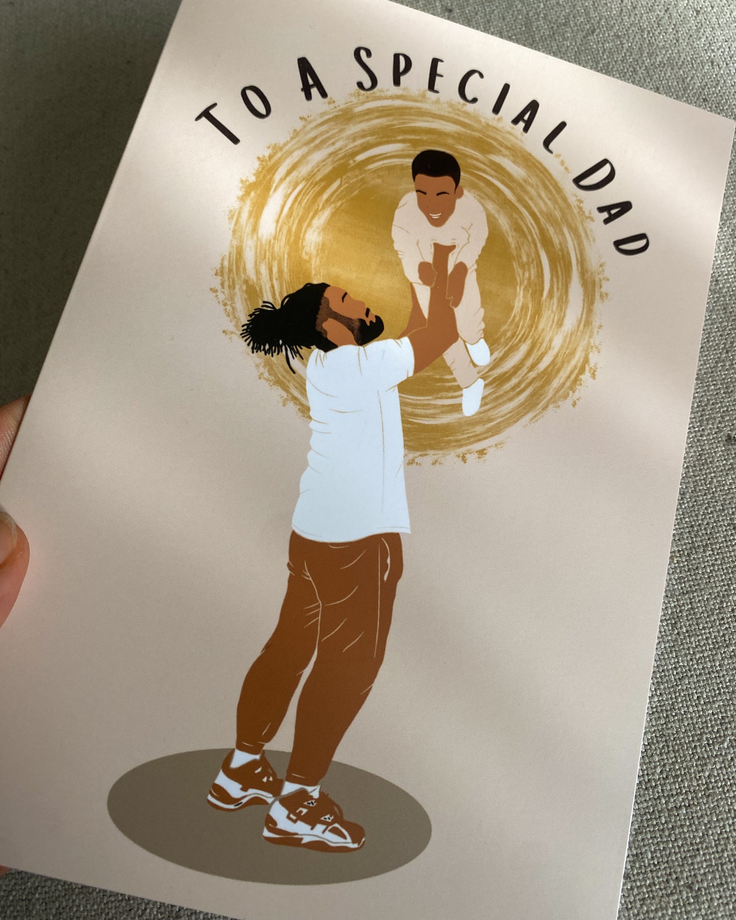 Loc's Dad & Son. Mixed / Black Father’s Day Card. Dreadlocks - Light