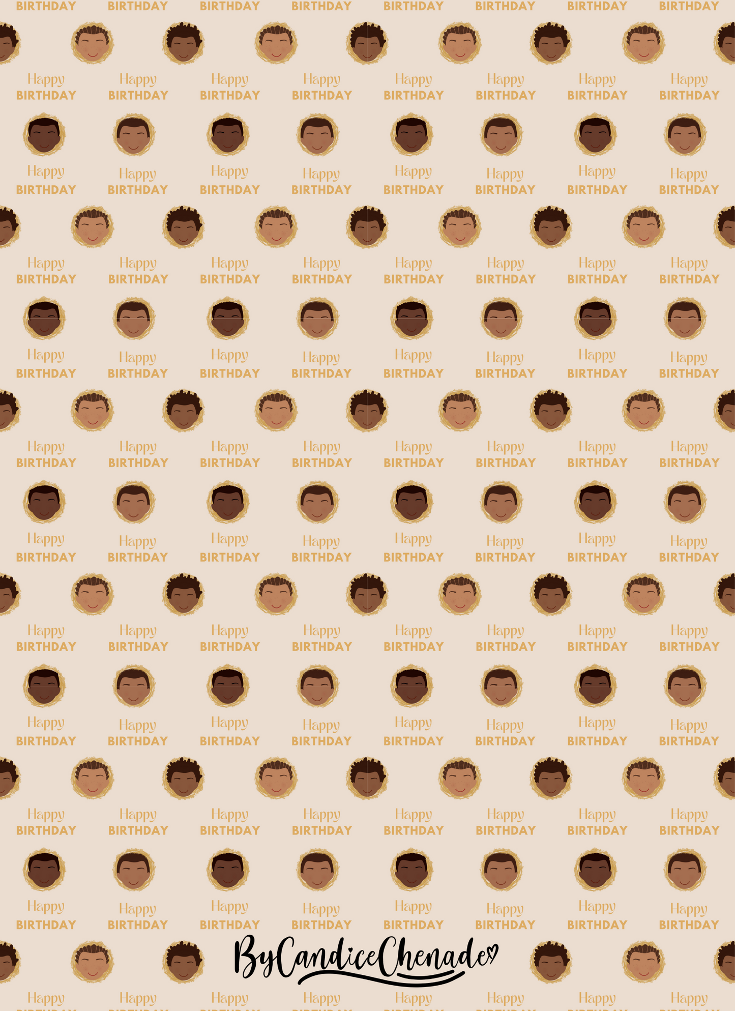 Boys Happy Birthday Wrapping Paper- Kids Ethnic Black Mixed Race Children Gift Wrap Boys
