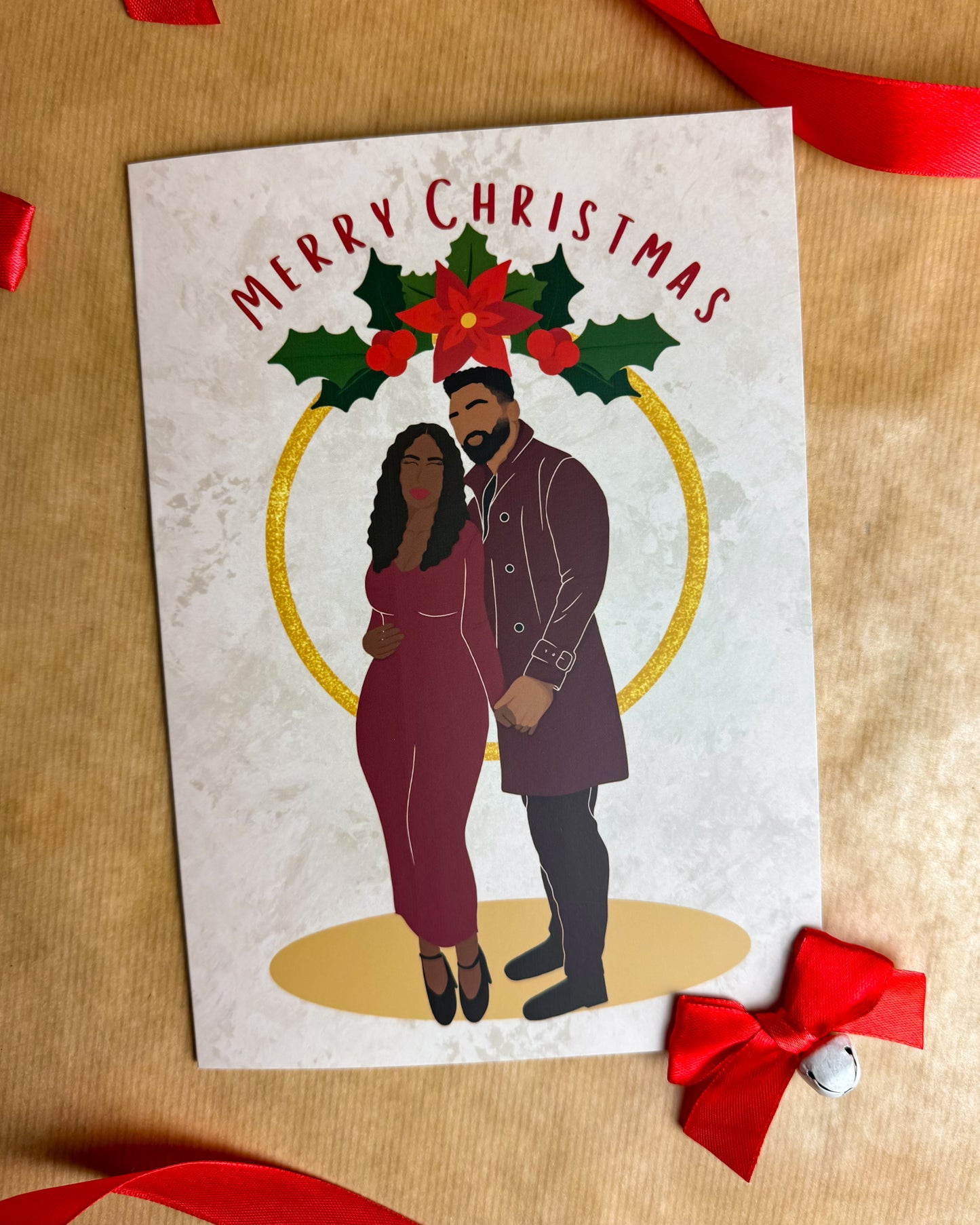 Black Love at Christmas, Black Couple Xmas Card