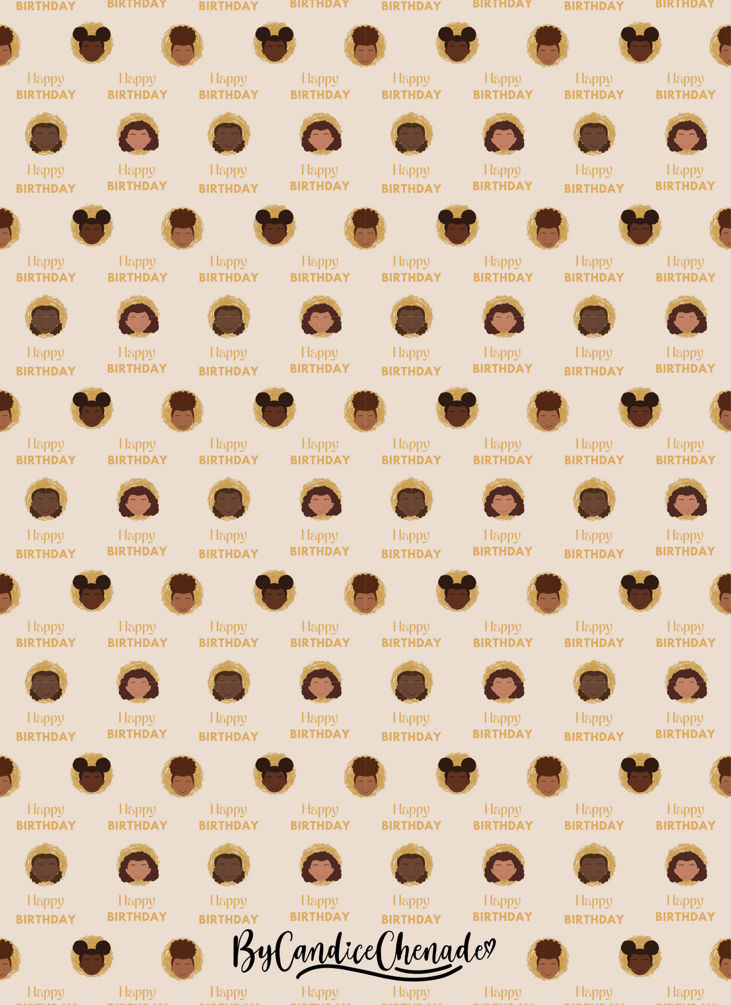 Girls Happy Birthday Wrapping Paper - Kids Ethnic Black Mixed Race Children Gift Wrap girl