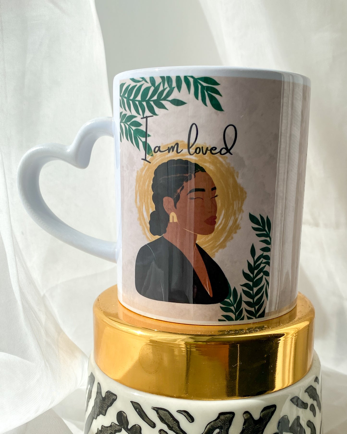 I Am Loved Heart Handle Mug