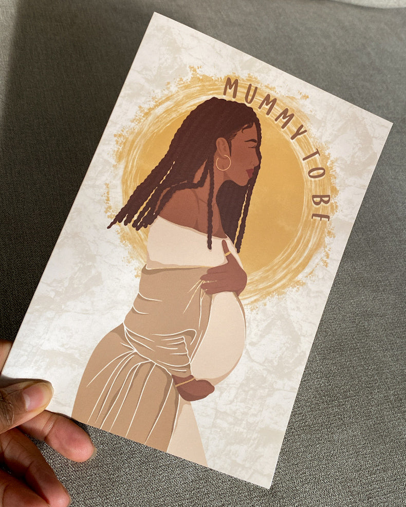 Mummy To Be Card - With Braids / Locs - Dark