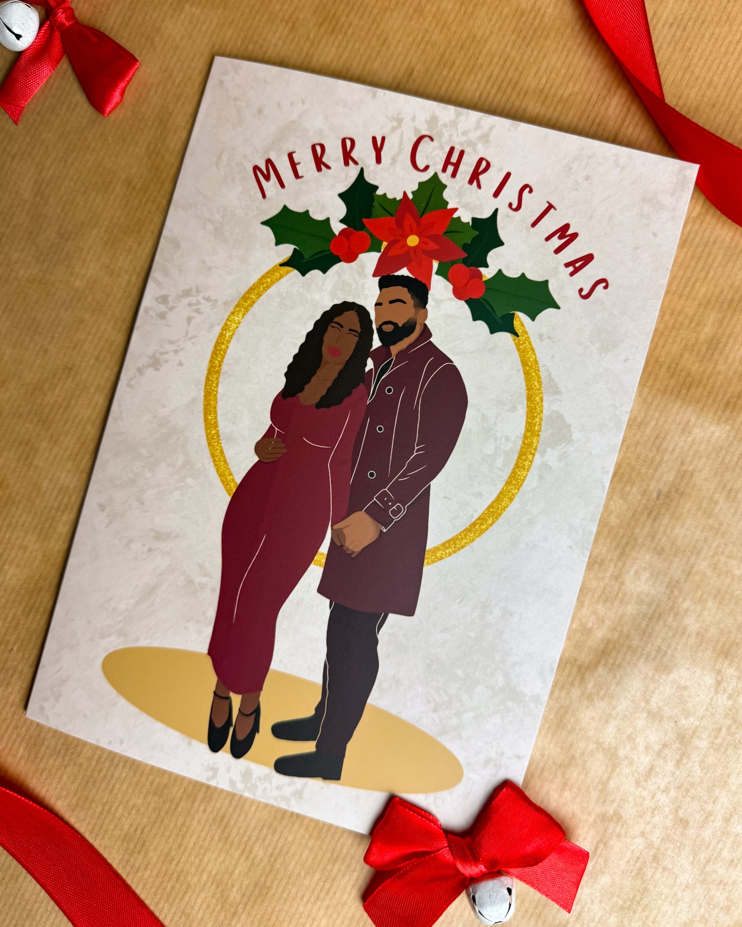 Black Love at Christmas, Black Couple Xmas Card