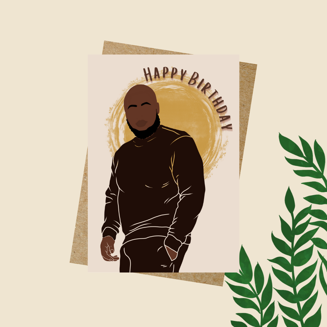 Bald & Bearded Black Man Happy Birthday Card
