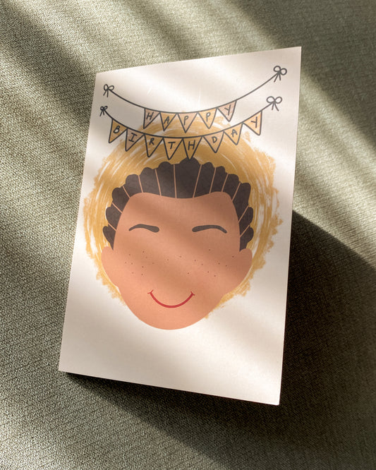 Kids Mini Birthday Card - Boy With Braids - Malakai