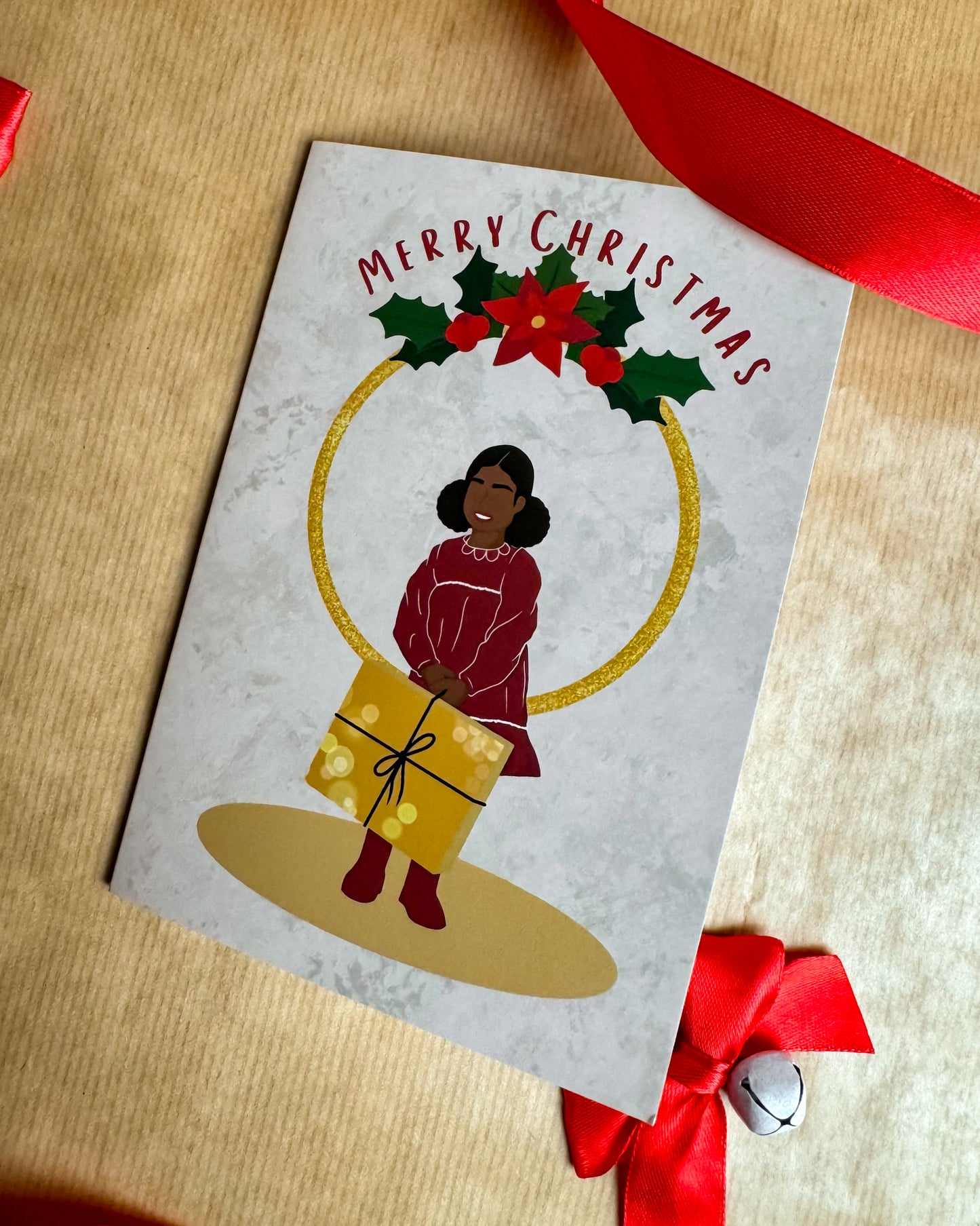 A christmas party gift - Girl Christmas Card 5 A6 Card Multipack