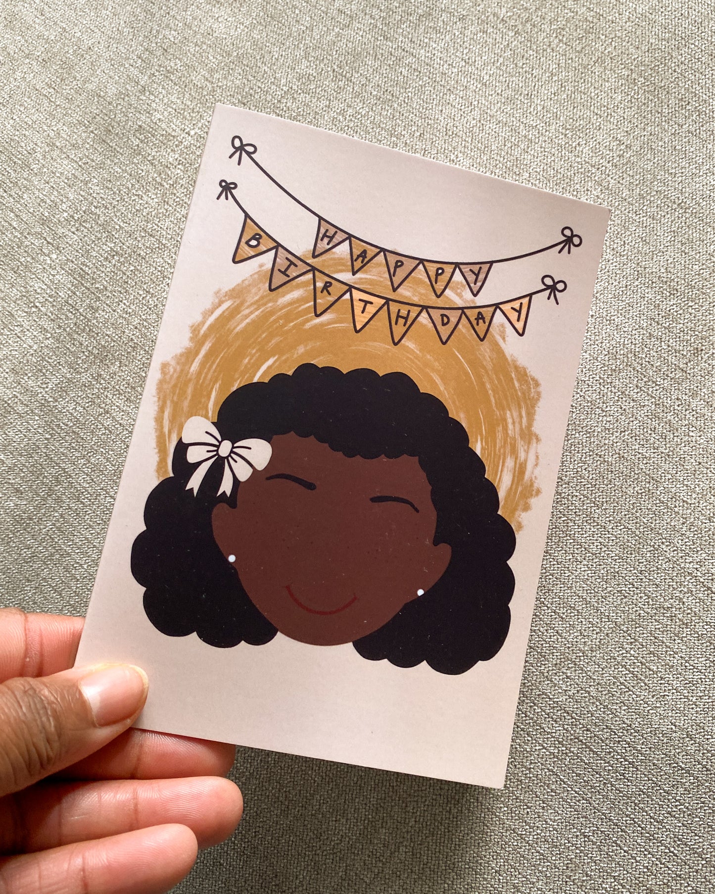 Kids Mini Birthday Card - Girl With Afro LoLo