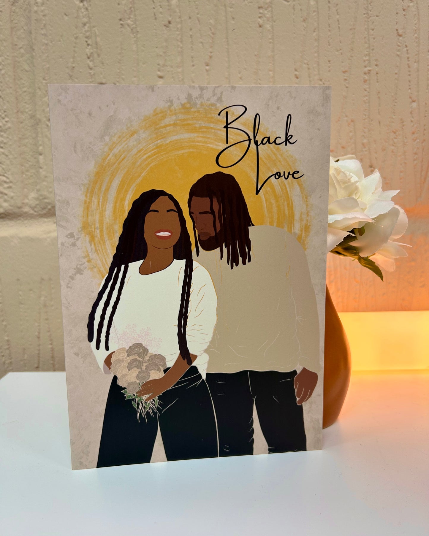 Black Love Valentine’s Day Couple Locs braids Greeting Card