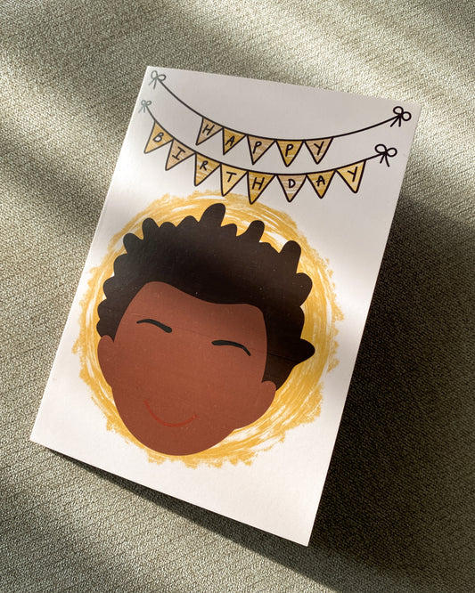 Kids Mini Birthday Card - Boy With Afro - Ziggy