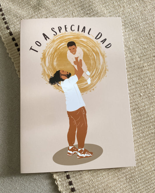 Loc's Dad & Son. Mixed / Black Father’s Day Card. Dreadlocks - Light