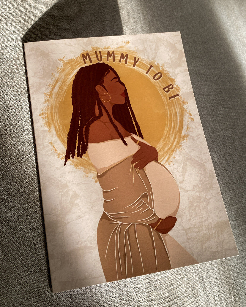 Mummy To Be Card - With Braids / Locs - Dark