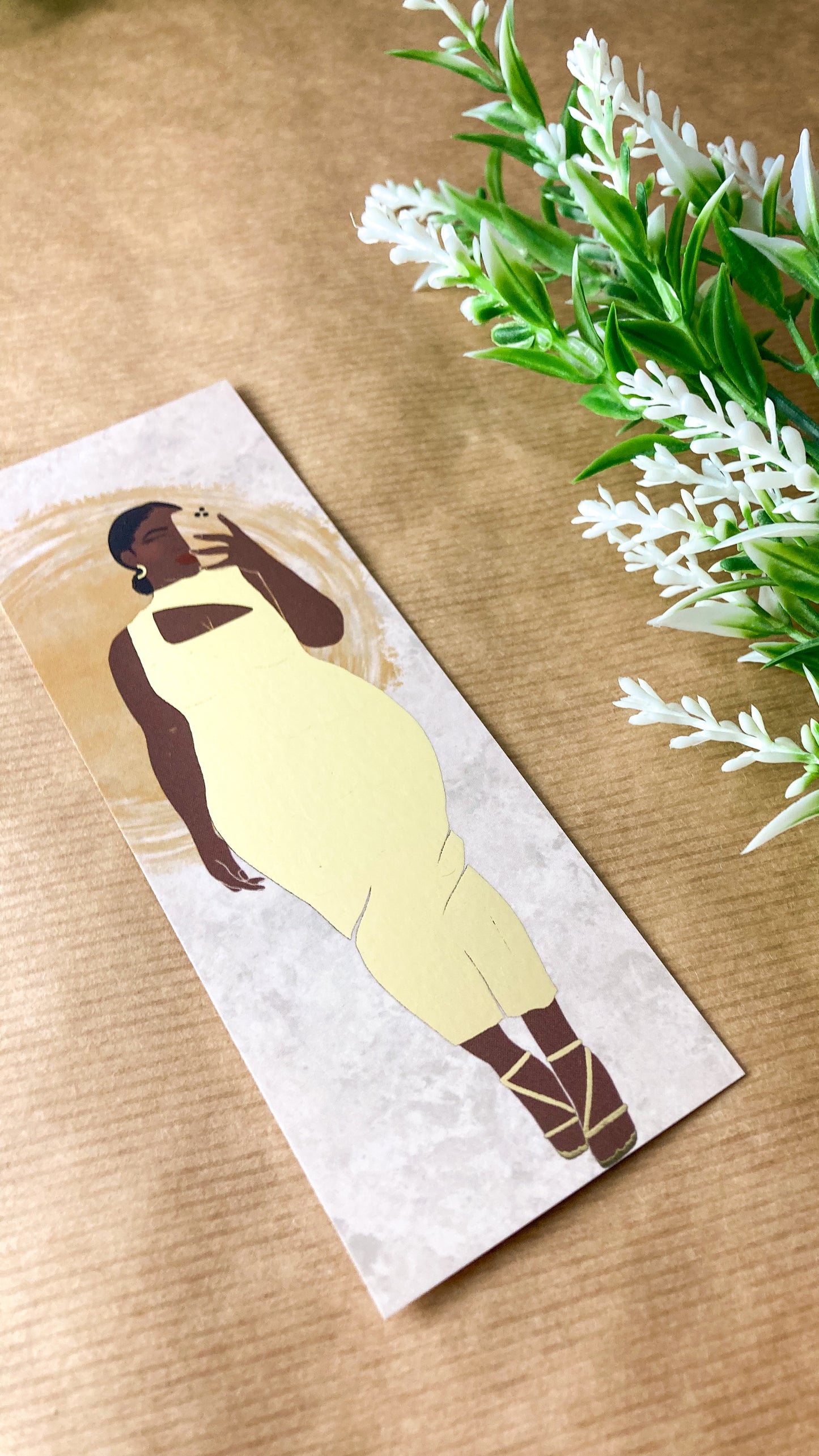 Gold velvet woman bookmark.