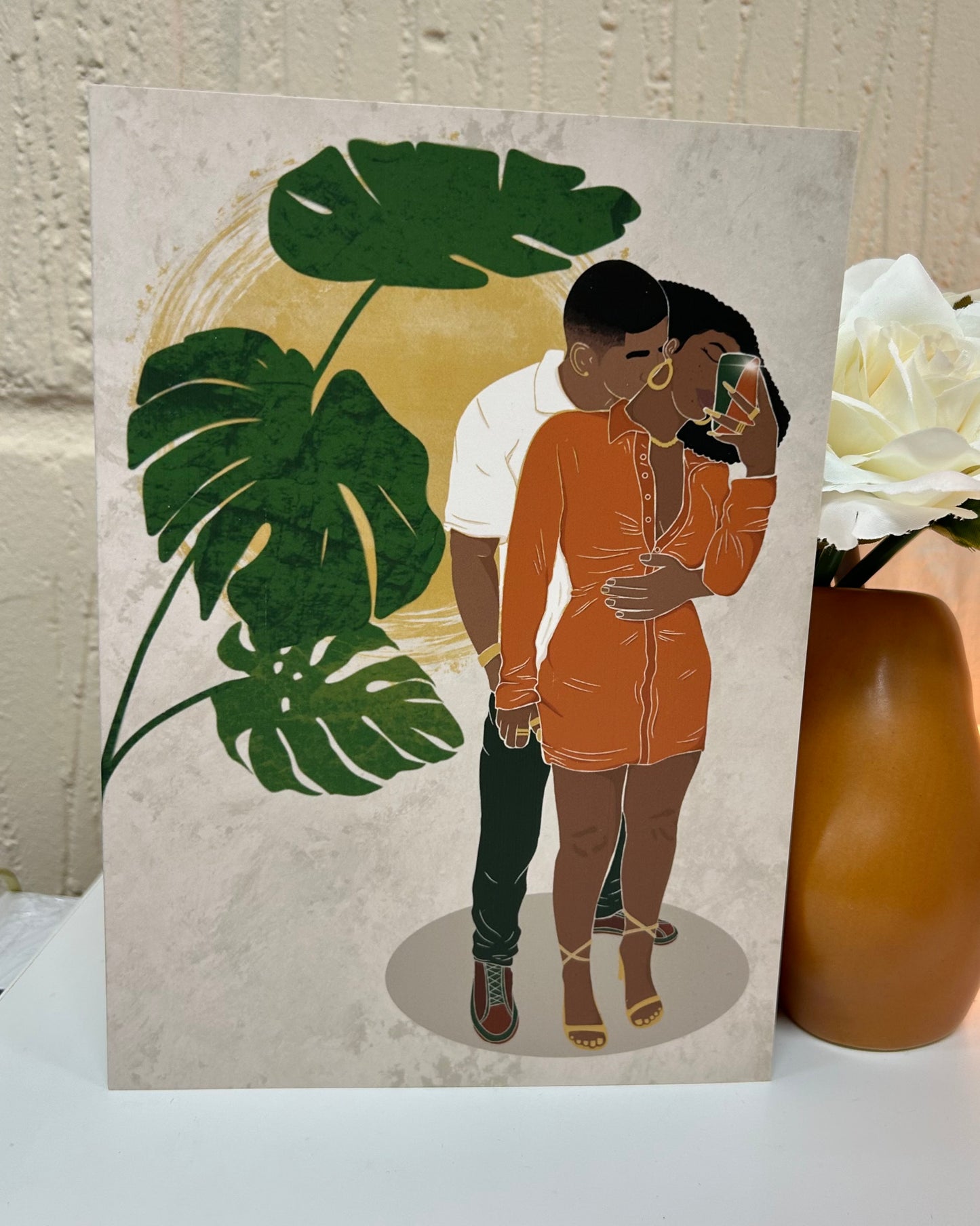 Selfie Lover’s Black Love Couple Greetings Card - Vibe