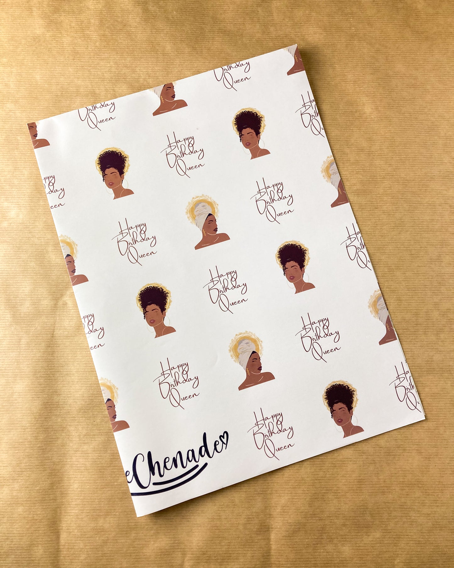 Happy Birthday Queen Wrapping Paper -Happy Birthday Ethnic Black Mixed Race Woman Gift Wrap