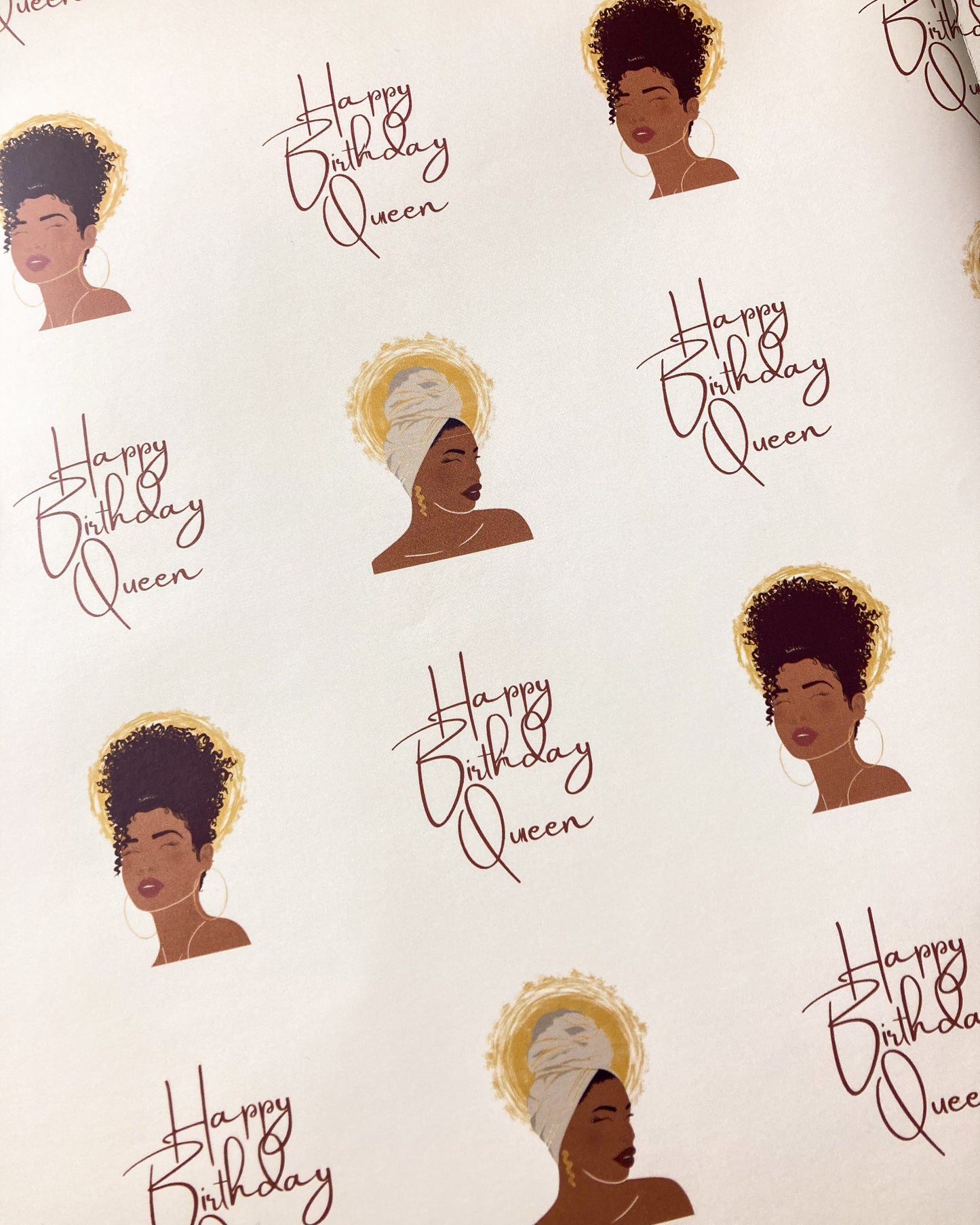 Happy Birthday Queen Wrapping Paper -Happy Birthday Ethnic Black Mixed Race Woman Gift Wrap