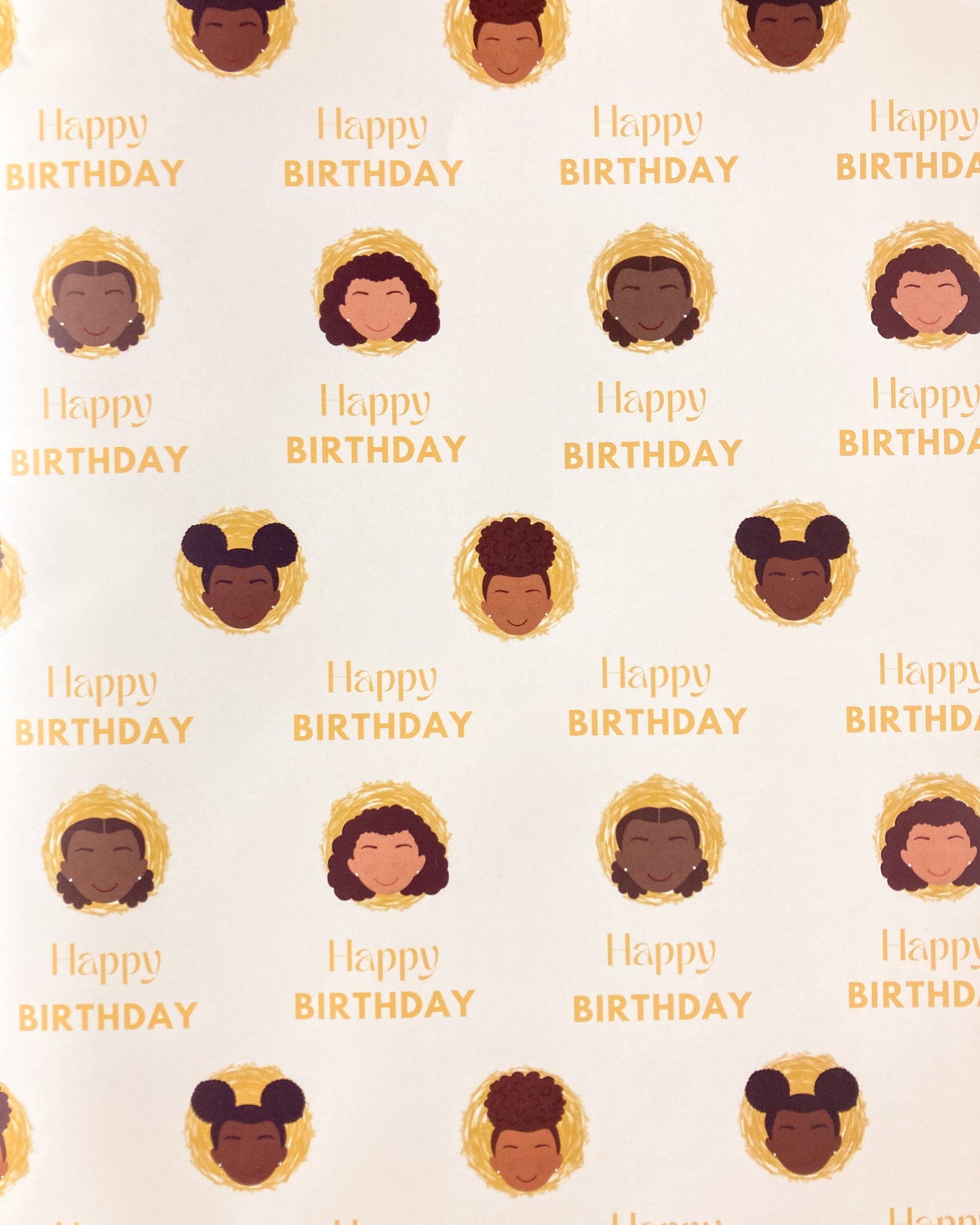 Girls Happy Birthday Wrapping Paper - Kids Ethnic Black Mixed Race Children Gift Wrap girl