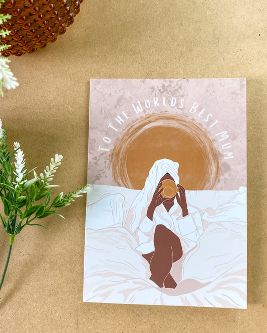 Relaxing Mama's Happy Mothers Day Card - The Worlds Best Mum - Dark