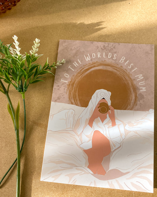 Relaxing Mama's Happy Mothers Day Card - The Worlds Best Mum - White