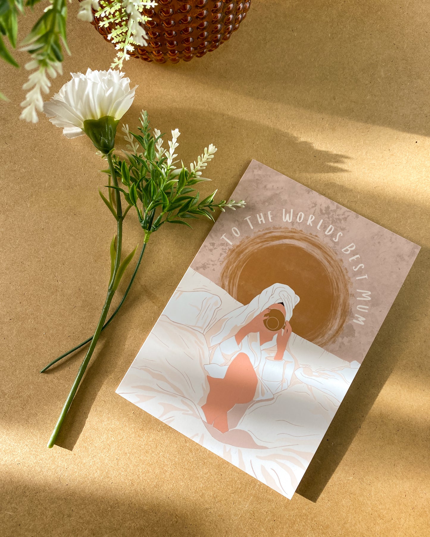 Relaxing Mama's Happy Mothers Day Card - The Worlds Best Mum - White