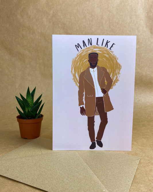 Man Like Celebration Card. Black Card. Black male Classy Man.