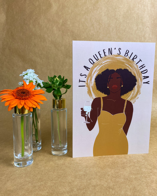 It's A Queens Birthday - Black Woman Birthday Card