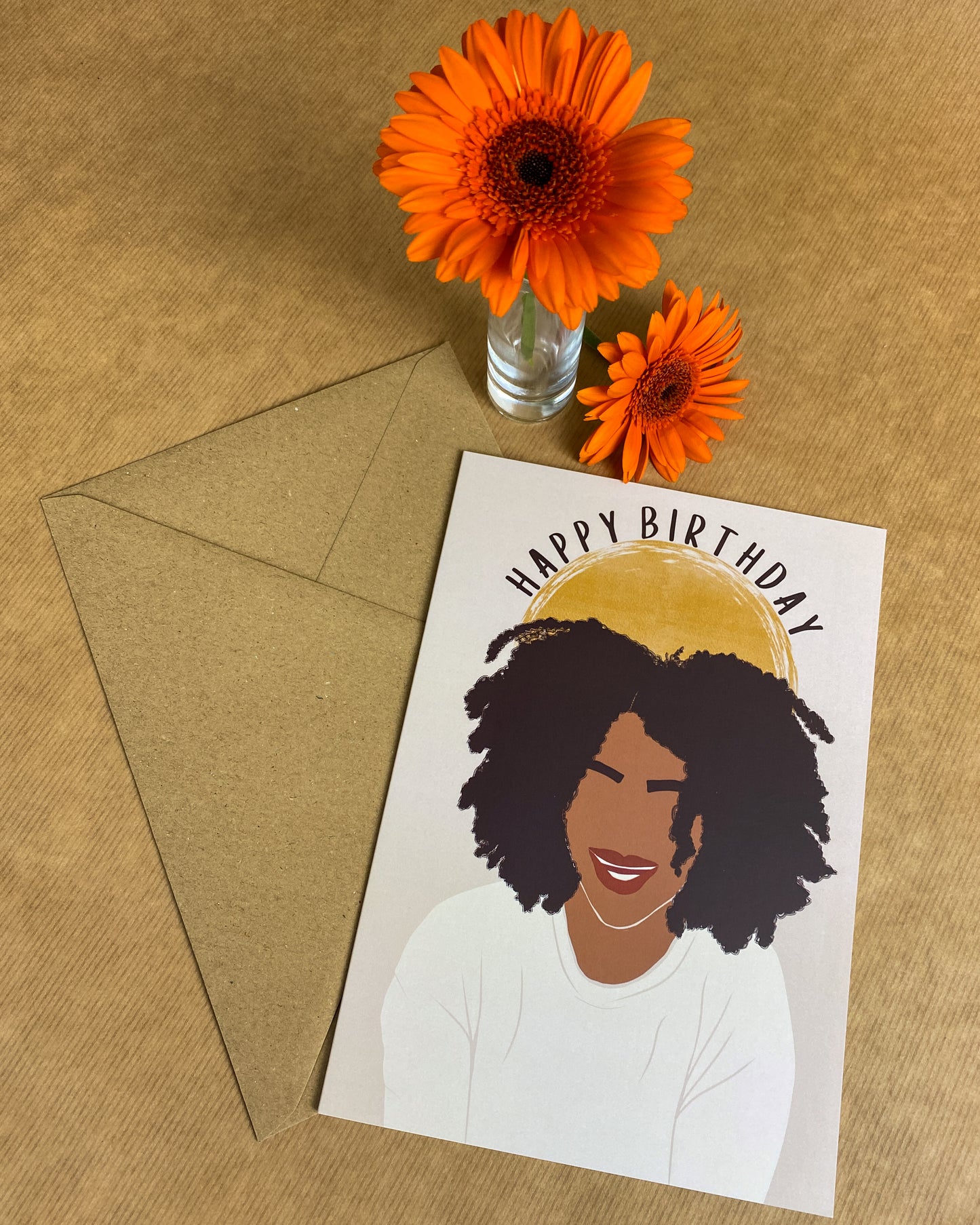 Sinead's Happy Afro - Black Woman Birthday Card