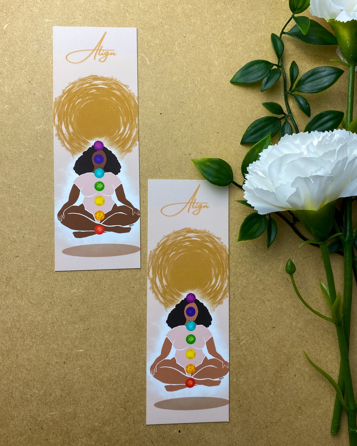 Mixed Race Chakra & Affirmation woman bookmark. - Align