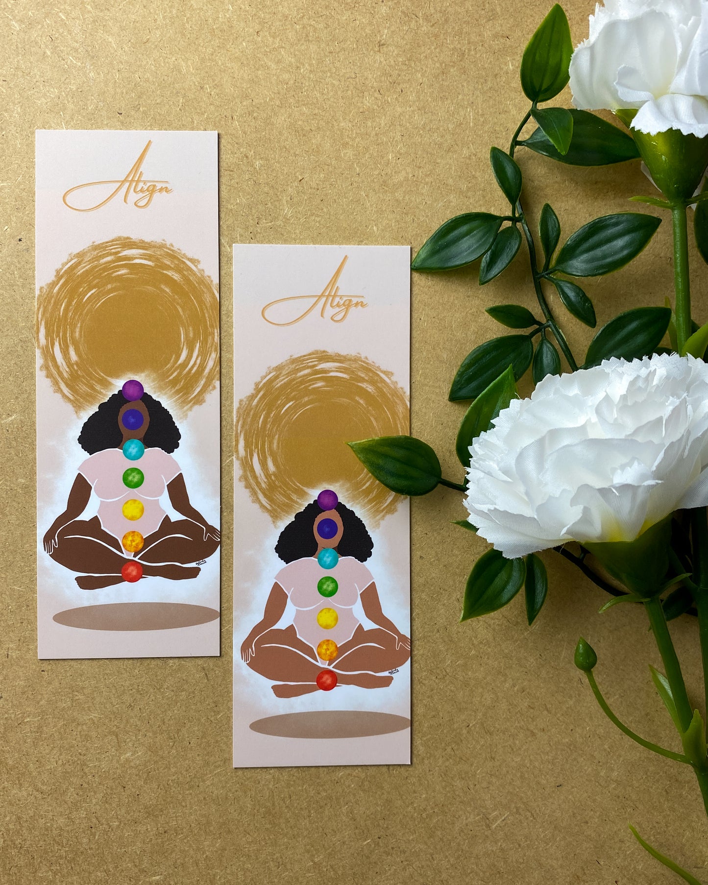 Mixed Race Chakra & Affirmation woman bookmark. - Align