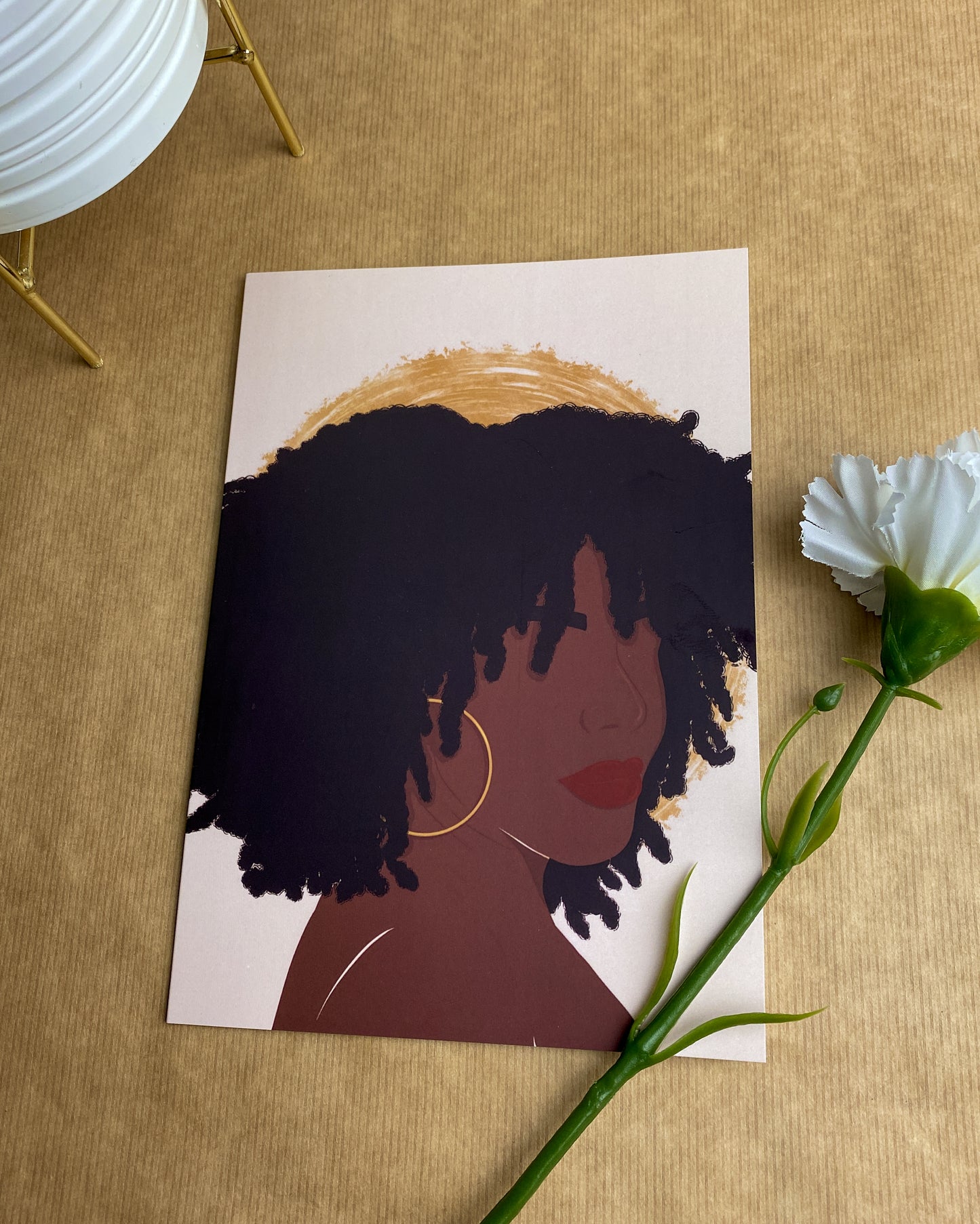 Amara’s Curly Afro - Black Girl Blank Birthday Celebration Card