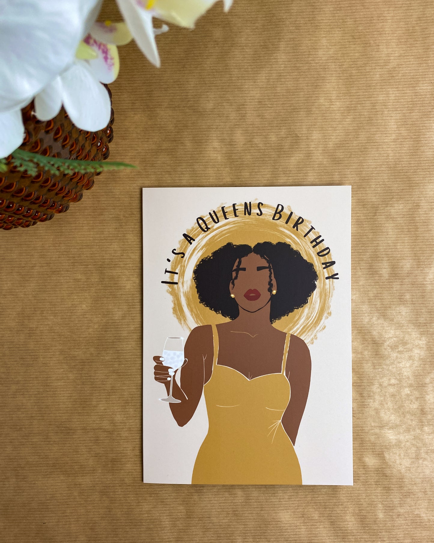 It's A Queens Birthday - Black Woman Birthday Card - Mid