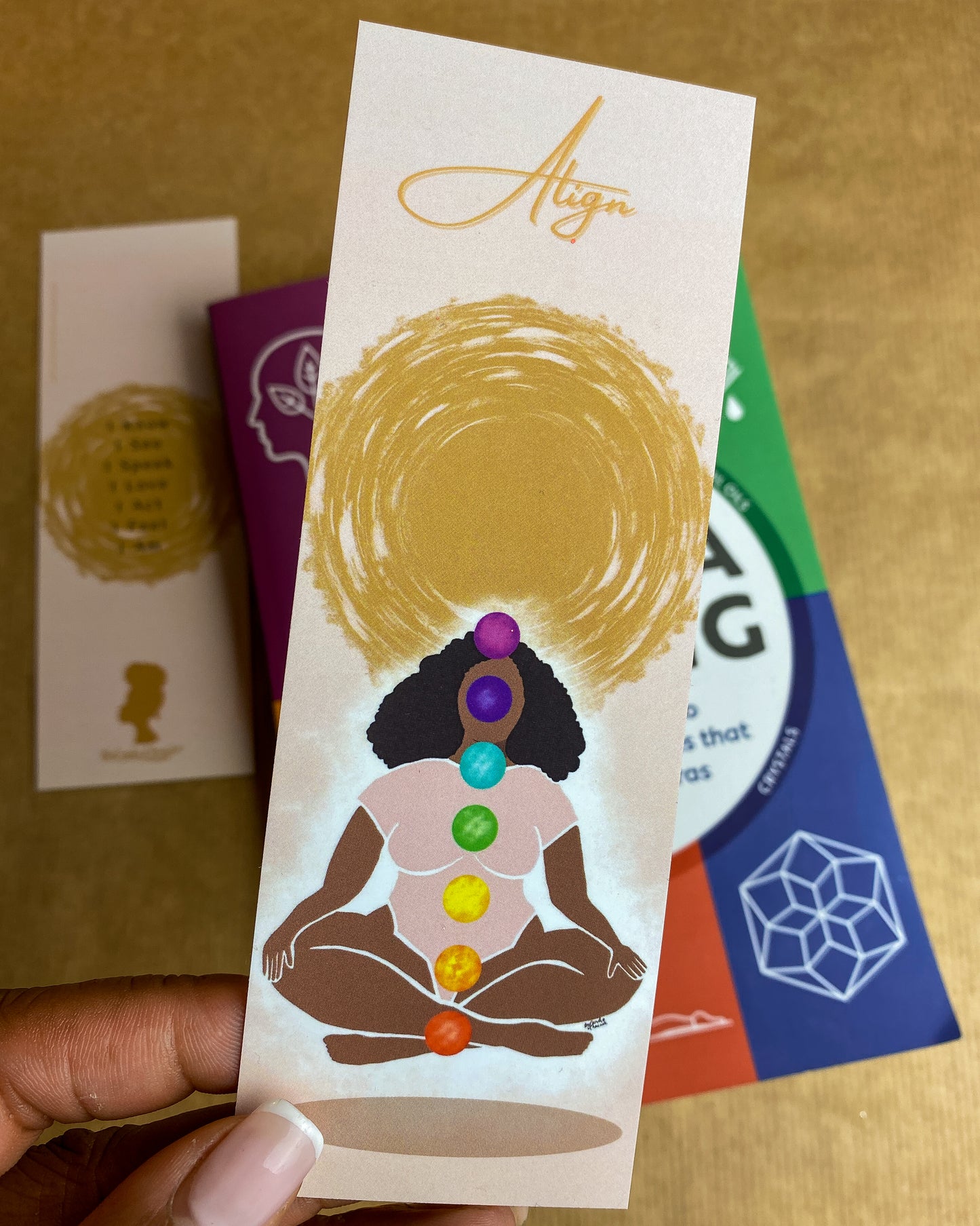 Black woman bookmark. Chakra & Affirmation Melanin African-American mixed race Afro art black owned art black girl magic - Align