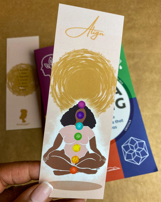 Black woman bookmark. Chakra & Affirmation Melanin African-American mixed race Afro art black owned art black girl magic - Align