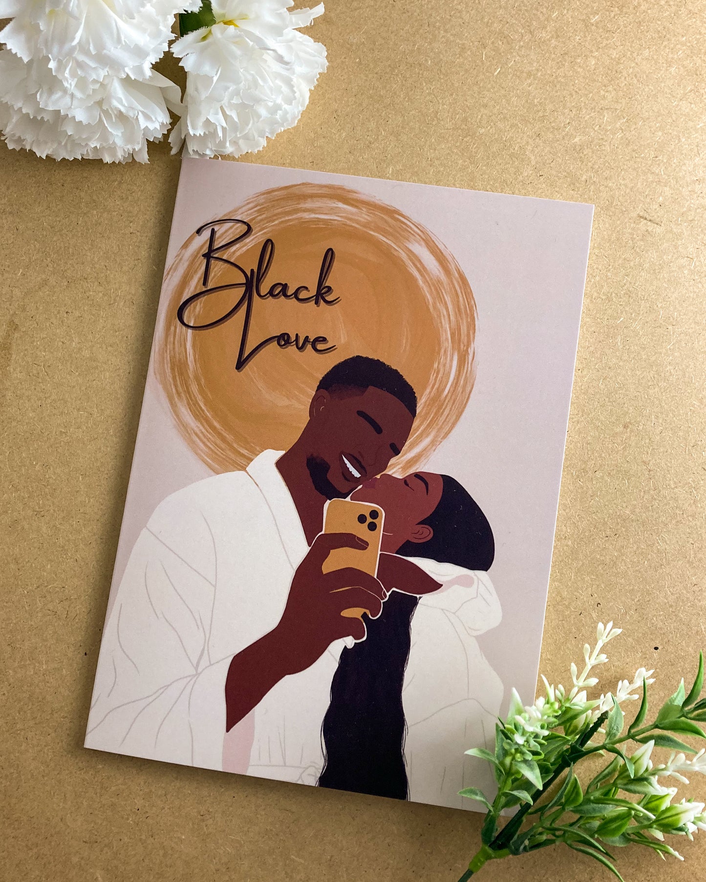 Selfie Lover’s Black Love Couple Greetings Card