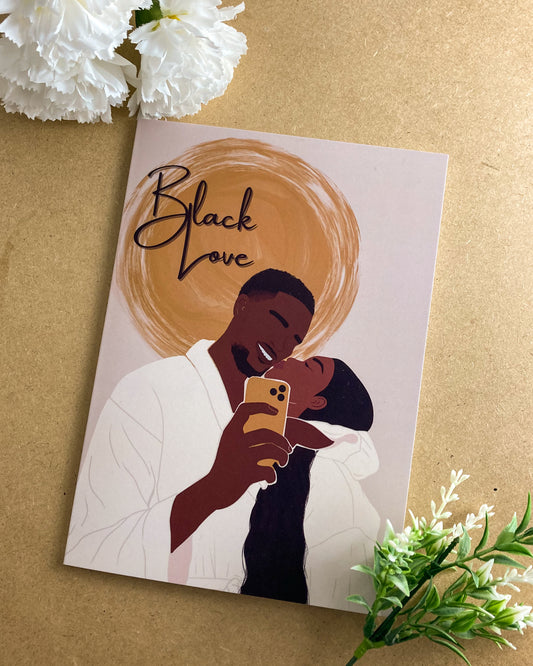 Selfie Lover’s Black Love Couple Greetings Card