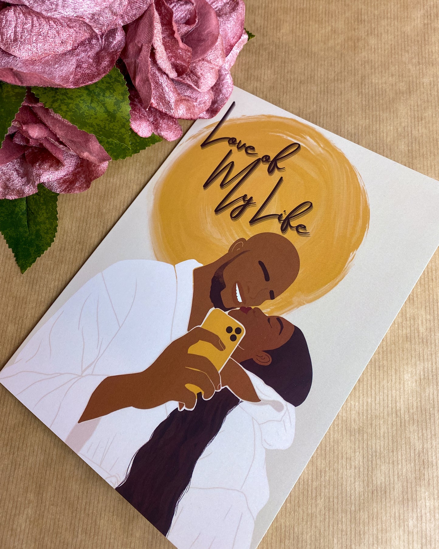 Selfie Lover’s Black Love Couple Greetings Card