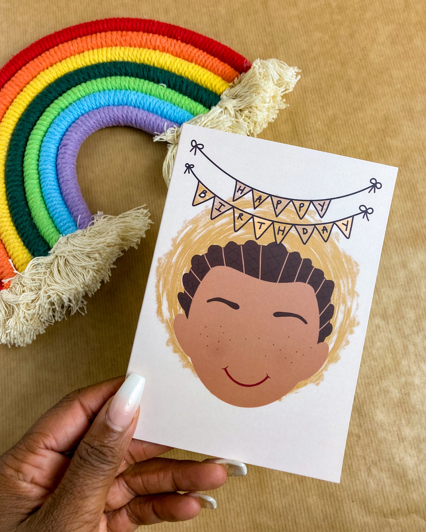 Mini Birthday Card - Boy With Braids Noah