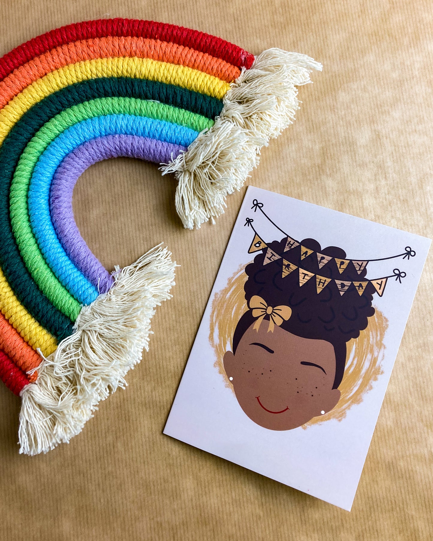Kids Mini Birthday Card - Girl With Puff Zah Zah