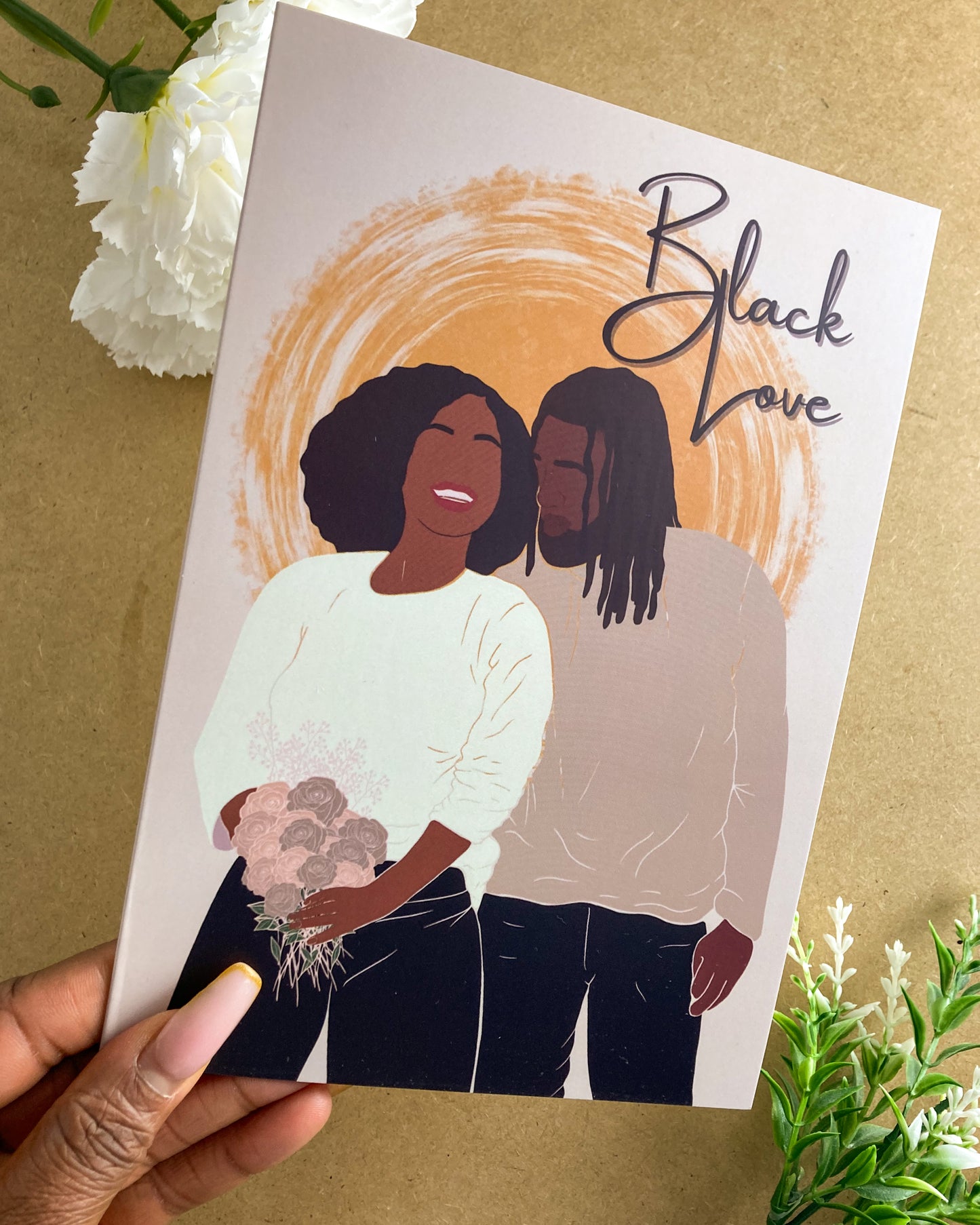 Black Love Valentine’s Day Couple Locs Greeting Card
