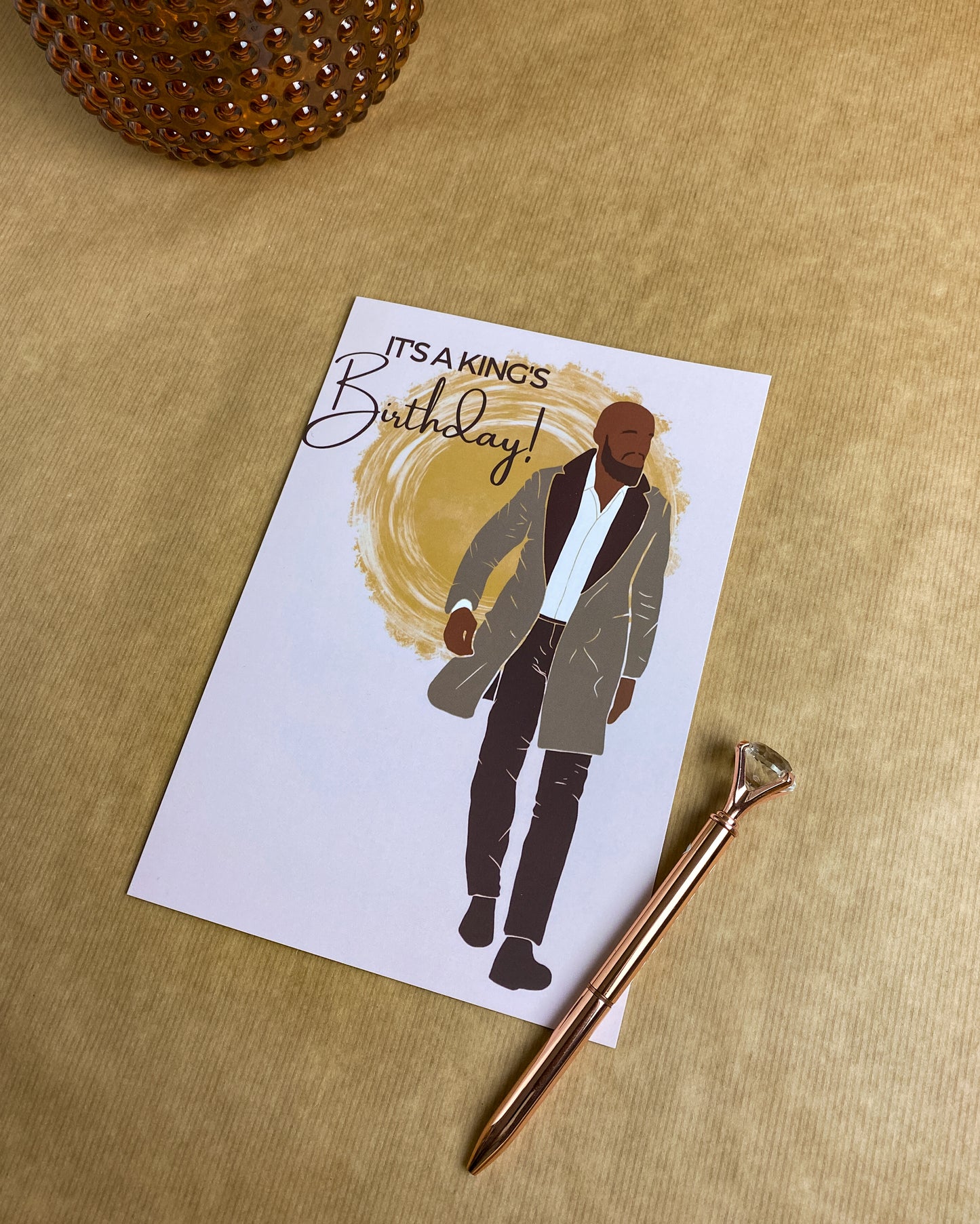 Bald, Bearded & Suited Man - King Happy Birthday Card.