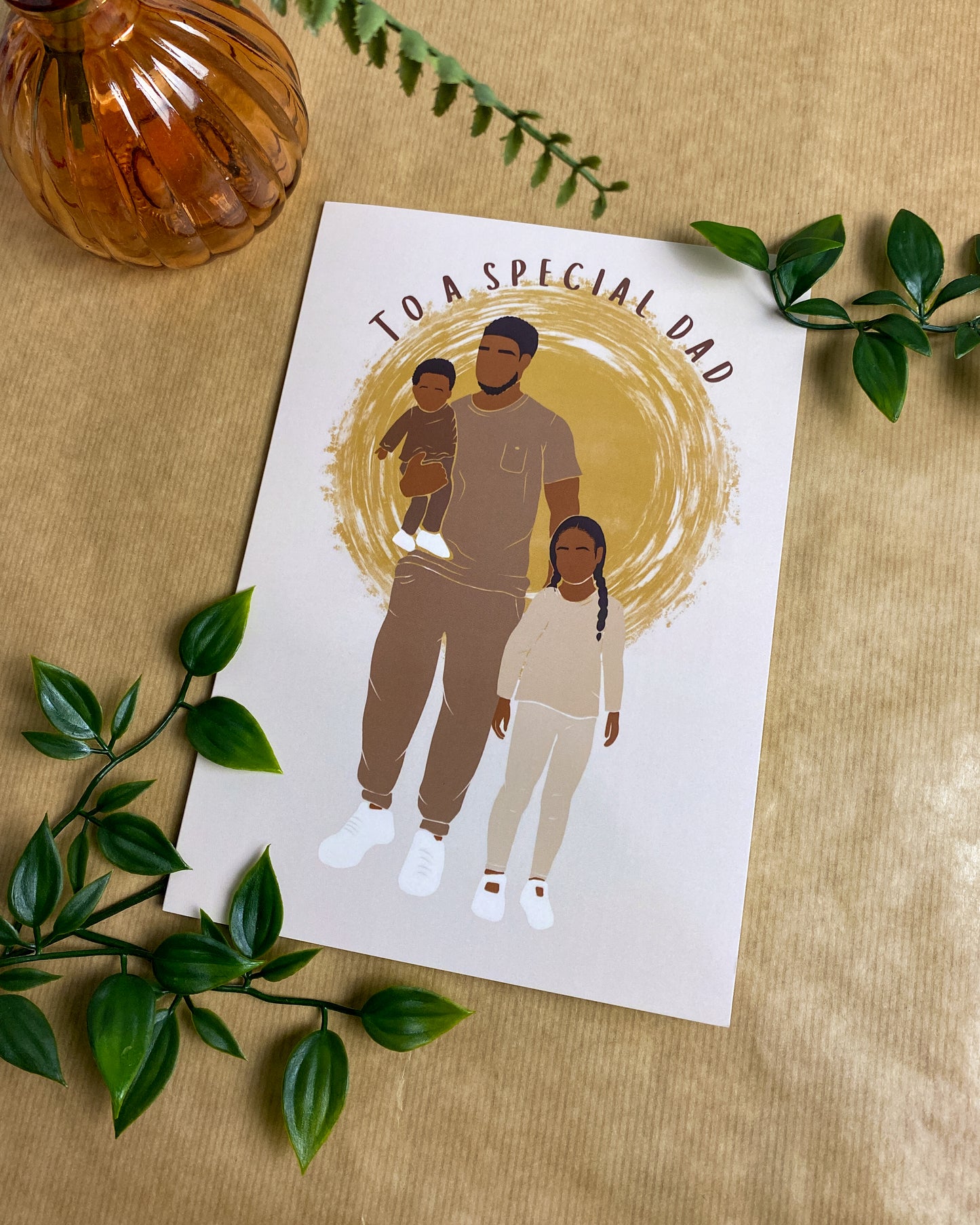 Fathers Day Card. Older Girl Baby Boy - Special Dad Two Children