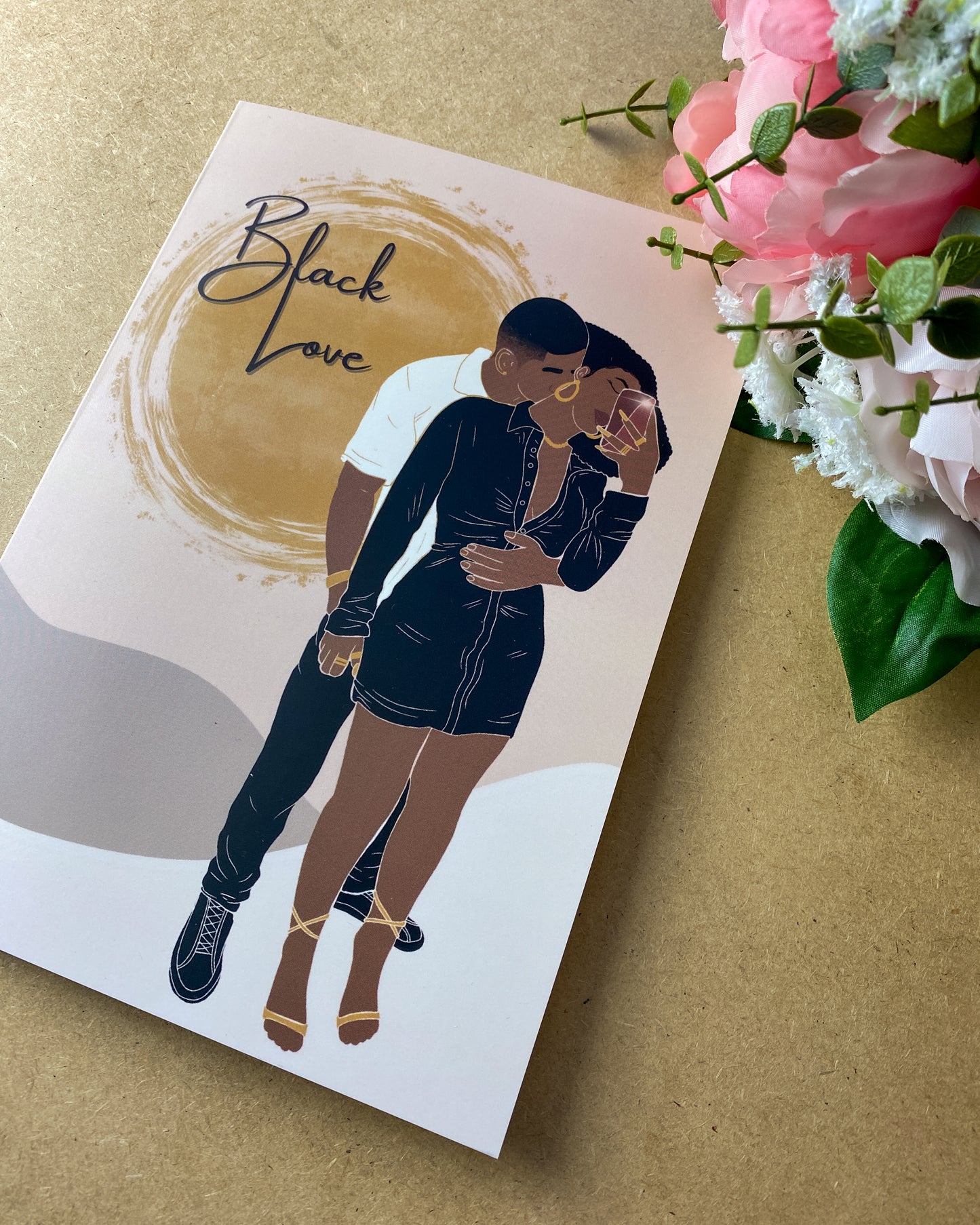 Selfie Lover’s Black Love Couple Greetings Card