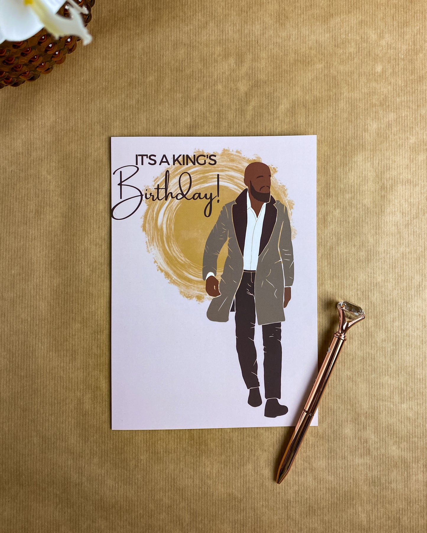 Bald, Bearded & Suited Man - King Happy Birthday Card.