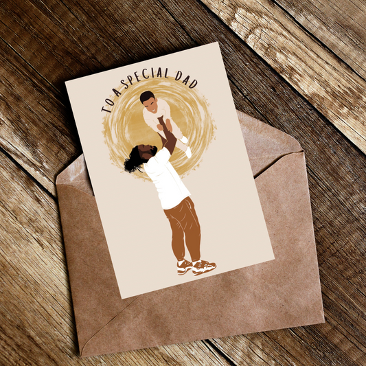 Loc's Dad & Son. Black Father’s Day Card. Dreadlocks Mixed Race